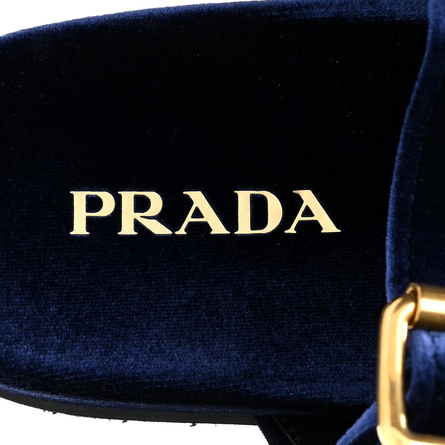Prada Velvet Metal Triangle Logo Womens Double Buckle 20mm Slide Sandals 39 Bleu 8 of 10