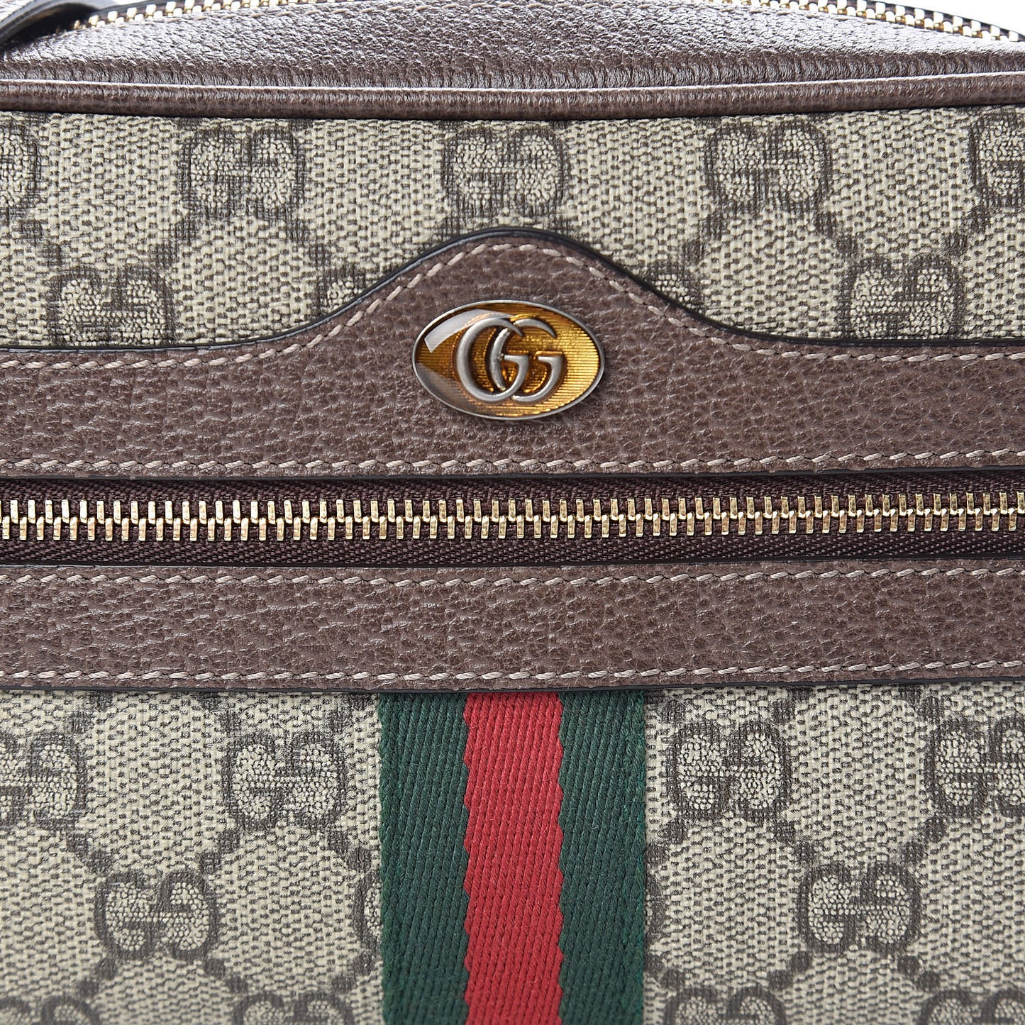 GG Supreme Monogram Web Mini Ophidia Shoulder Bag Brown