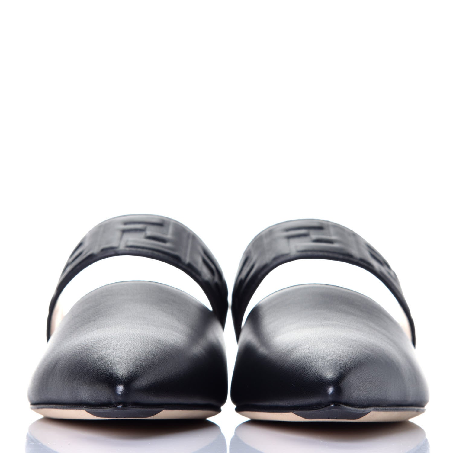 Fendi Nappa FF Embossed Flat Mules 36.5 Black 2 of 8