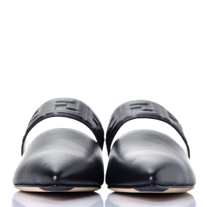 Fendi Nappa FF Embossed Flat Mules 36.5 Black 2 of 8
