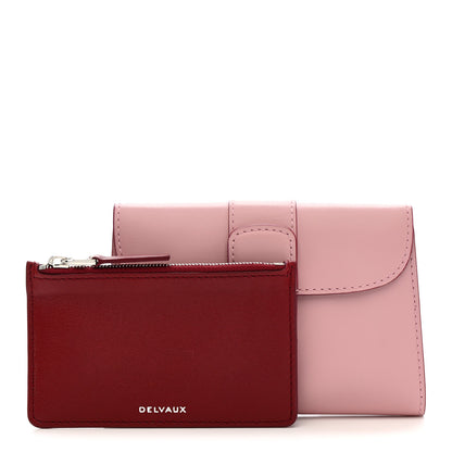 Delvaux Box Calfskin Bi-Color Brillant Compact Wallet Light Pink Red 3 of 7