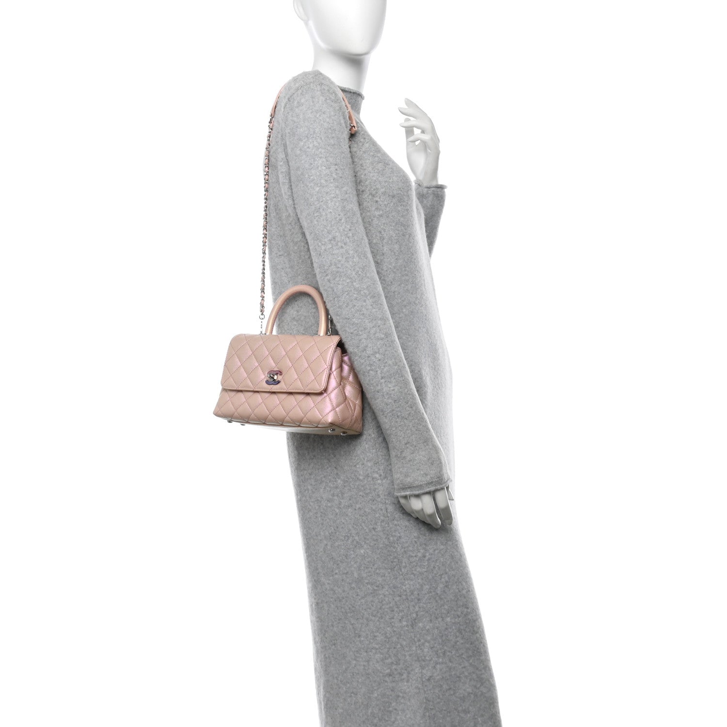 Chanel Iridescent Caviar Quilted Mini Coco Handle Flap Light Pink 2 of 10