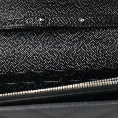 Saint Laurent Grain De Poudre Matelasse Chevron Monogram Chain Wallet Black 6 of 10