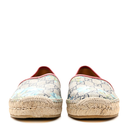 Gucci GG Supreme Monogram Blooms Espadrilles 36 Beige Blue Navy Hibiscus Red 2 of 8