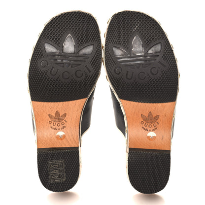 Gucci X ADIDAS Quebec Calfskin Quentin Goatskin Horsebit Trefoil Clog Mules 37 Black Off White 6 of 9