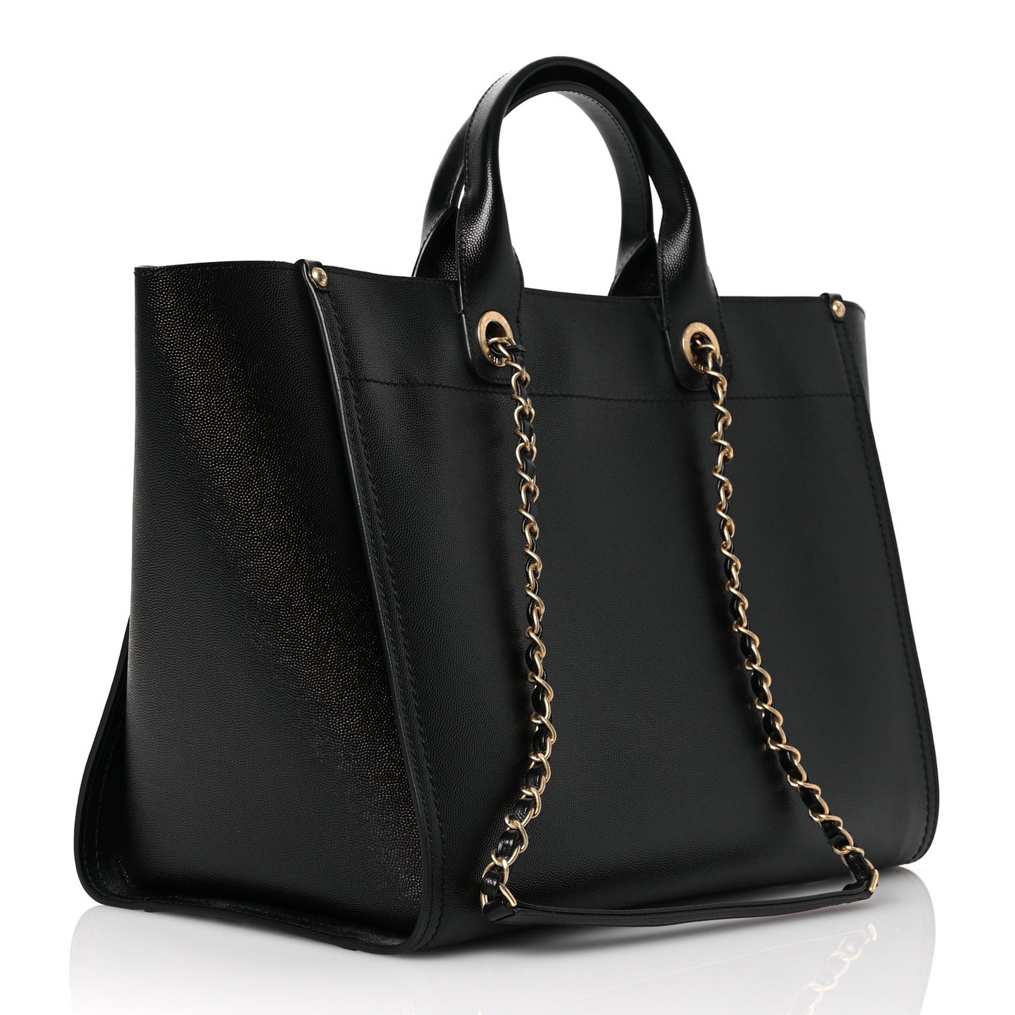 Caviar Medium Studded Deauville Tote Black
