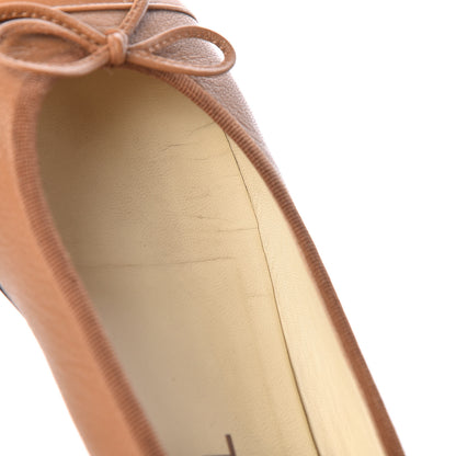 Chanel Patent Goatskin Cap Toe Ballerina Flats 37.5 Camel 18 of 18