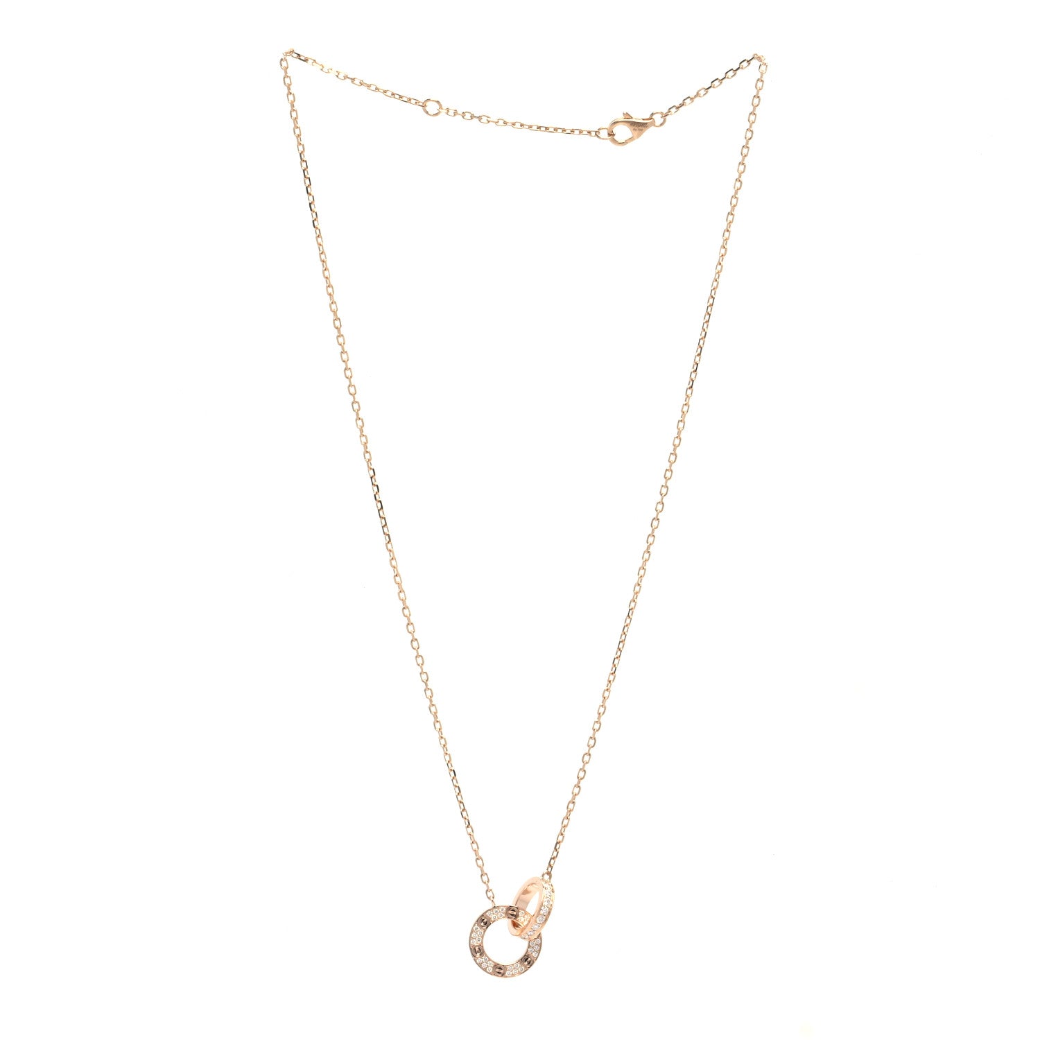 Cartier 18K Pink Gold Diamond Interlocking LOVE Paved Necklace 3 of 6