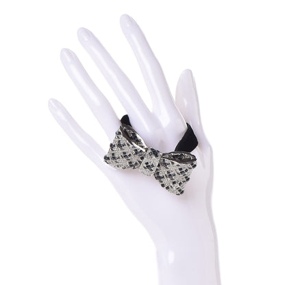 Chanel Crystal Velvet CC Bow Bracelet Black Silver 2 of 4