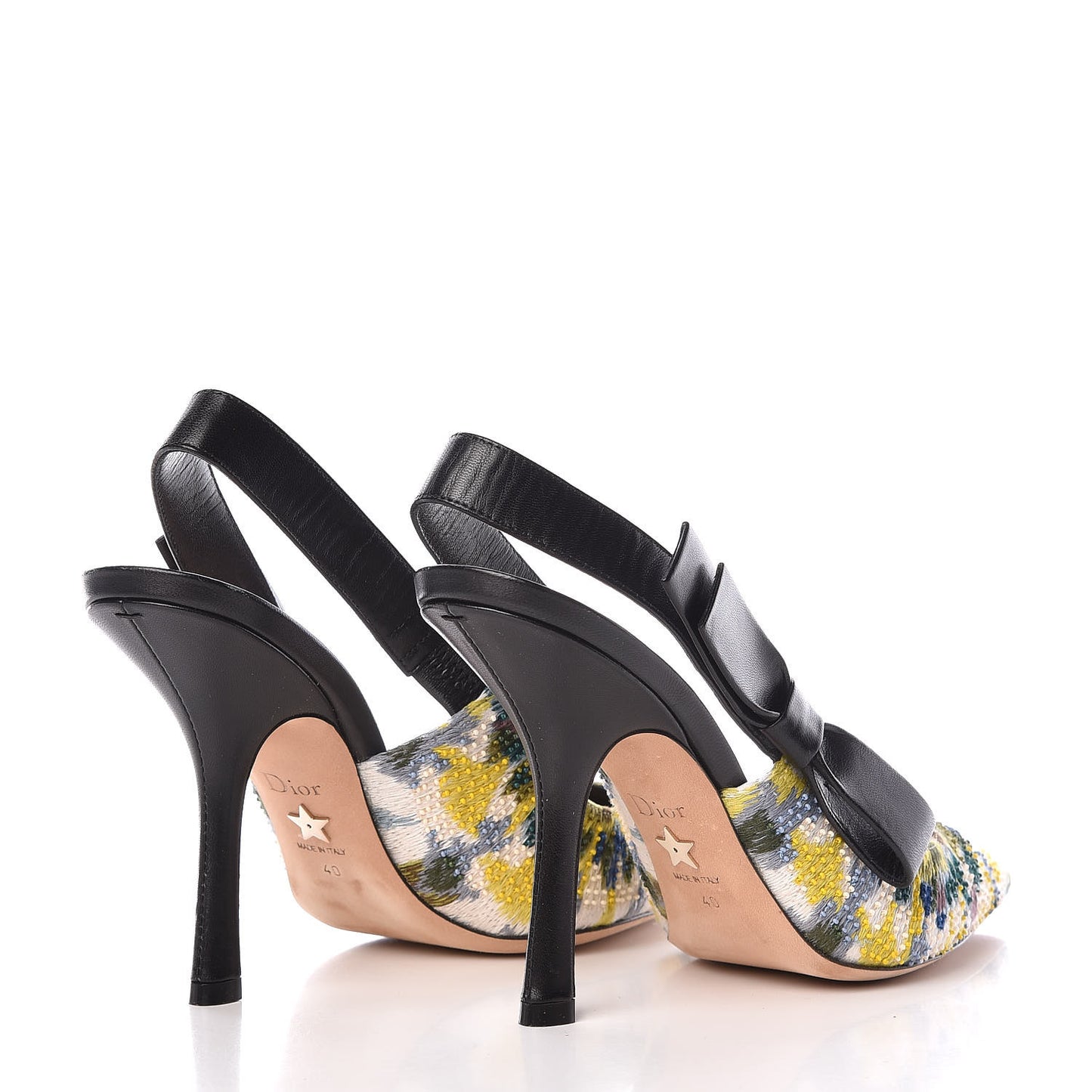 Embroidered Calfskin Beaded Sweet D Sling-Back Pumps 40 Dusty Jade