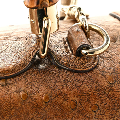 Gucci Ostrich Large New Bamboo Top Handle Bag Gold 13 of 14