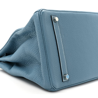 Hermes Taurillon Clemence Birkin 35 Blue Jean 9 of 19