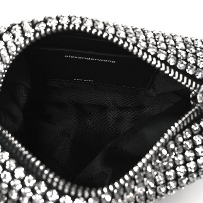 Alexander Wang Mesh Crystal Rhinestone Mini Heiress Pouch Black Silver 5 of 9