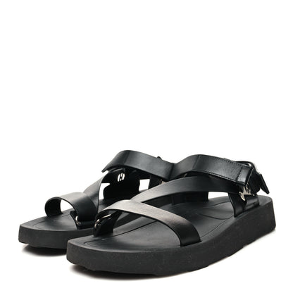 Hermes Calfskin Womens Enid Sandals 43 Black 3 of 9