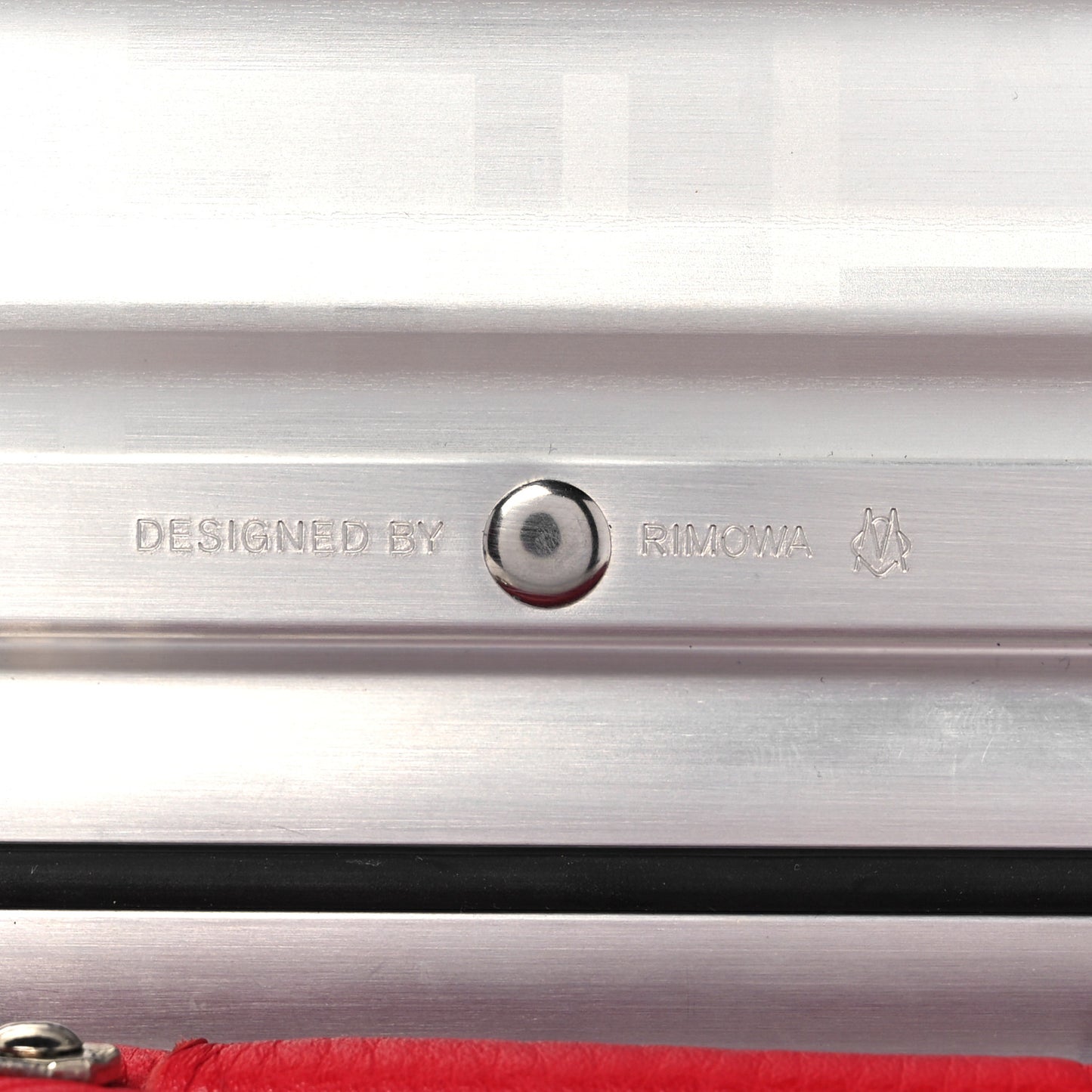 X RIMOWA Aluminum FF Print Roll Away Carry On Luggage Silver Red
