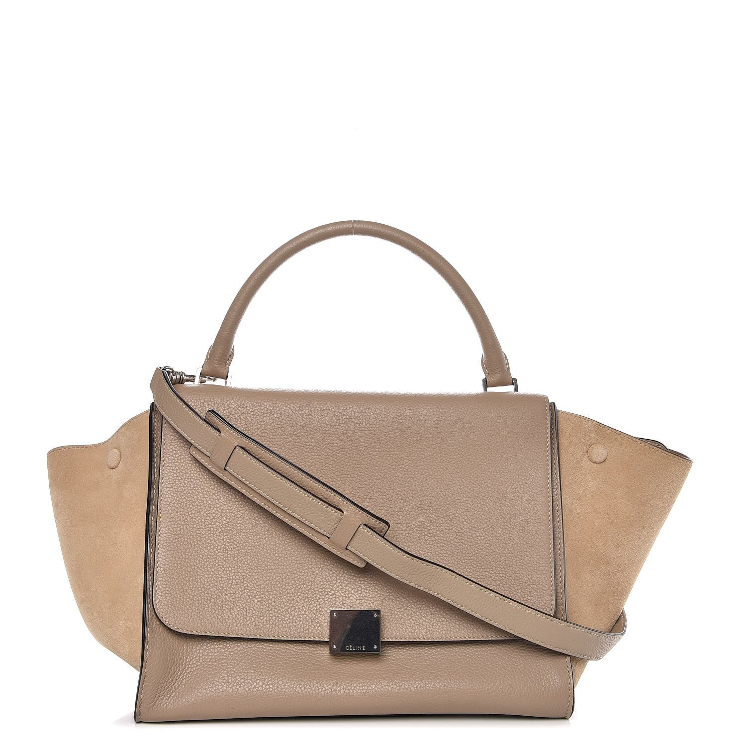 Celine Drummed Calfskin Suede Small Trapeze Dune 1 of 8