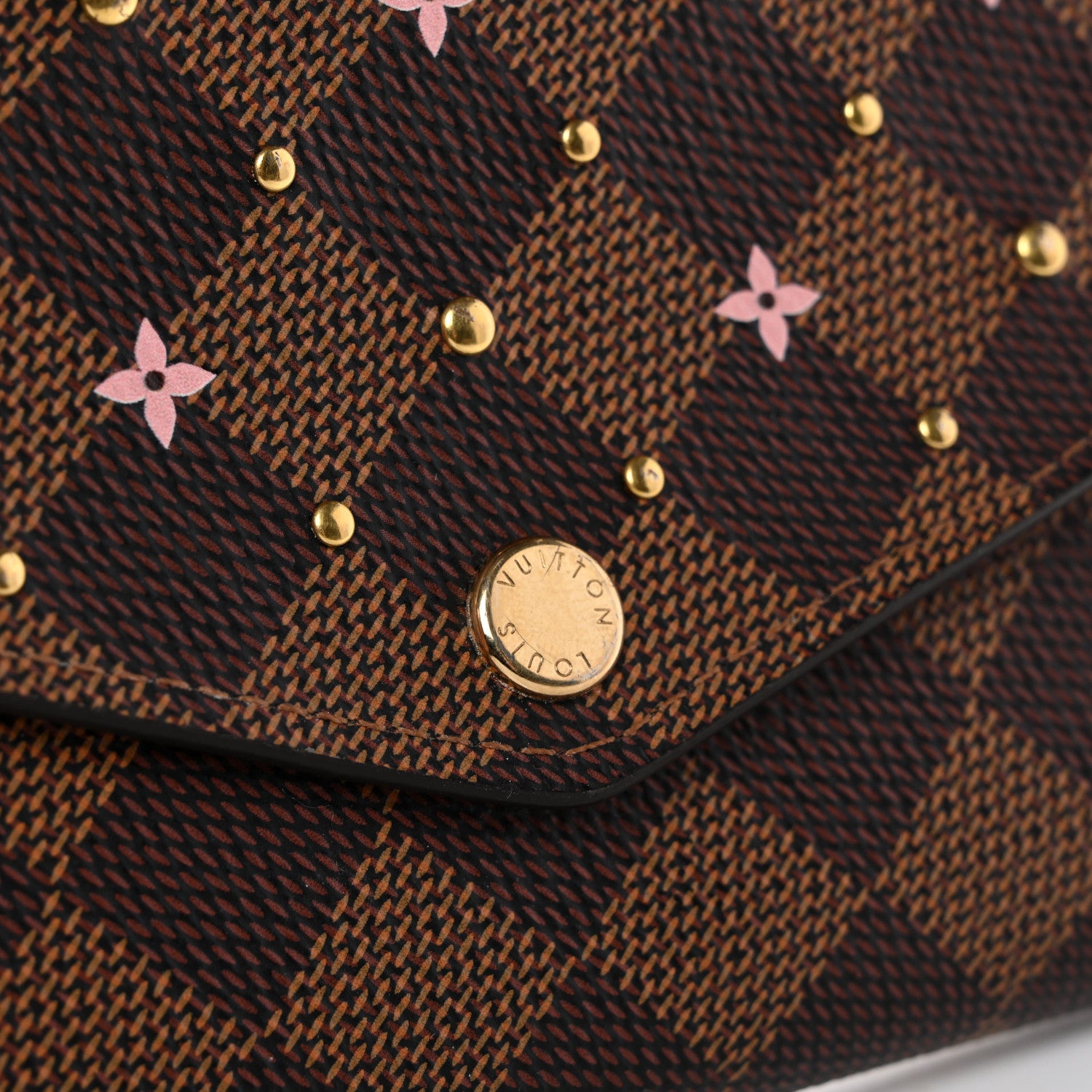 Louis Vuitton Damier Ebene Studded Sarah Wallet NM Rose Ballerine 7 of 7