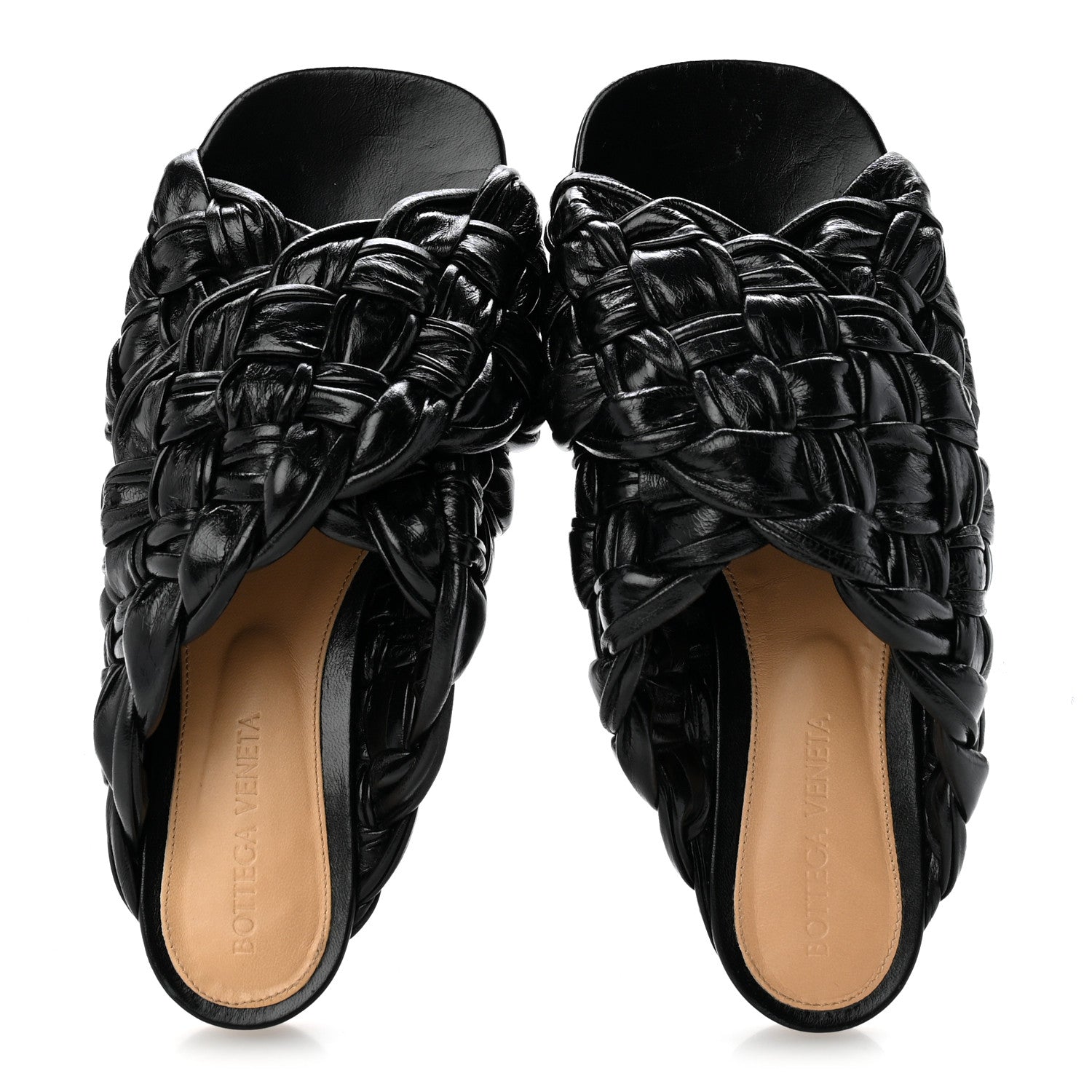 Bottega Veneta Shiny Nappa Intrecciato The Board Flat Sandals 36 Black 2 of 9