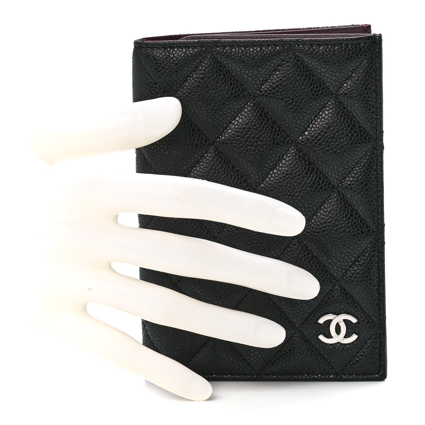 Caviar Quilted Passport Holder Black
