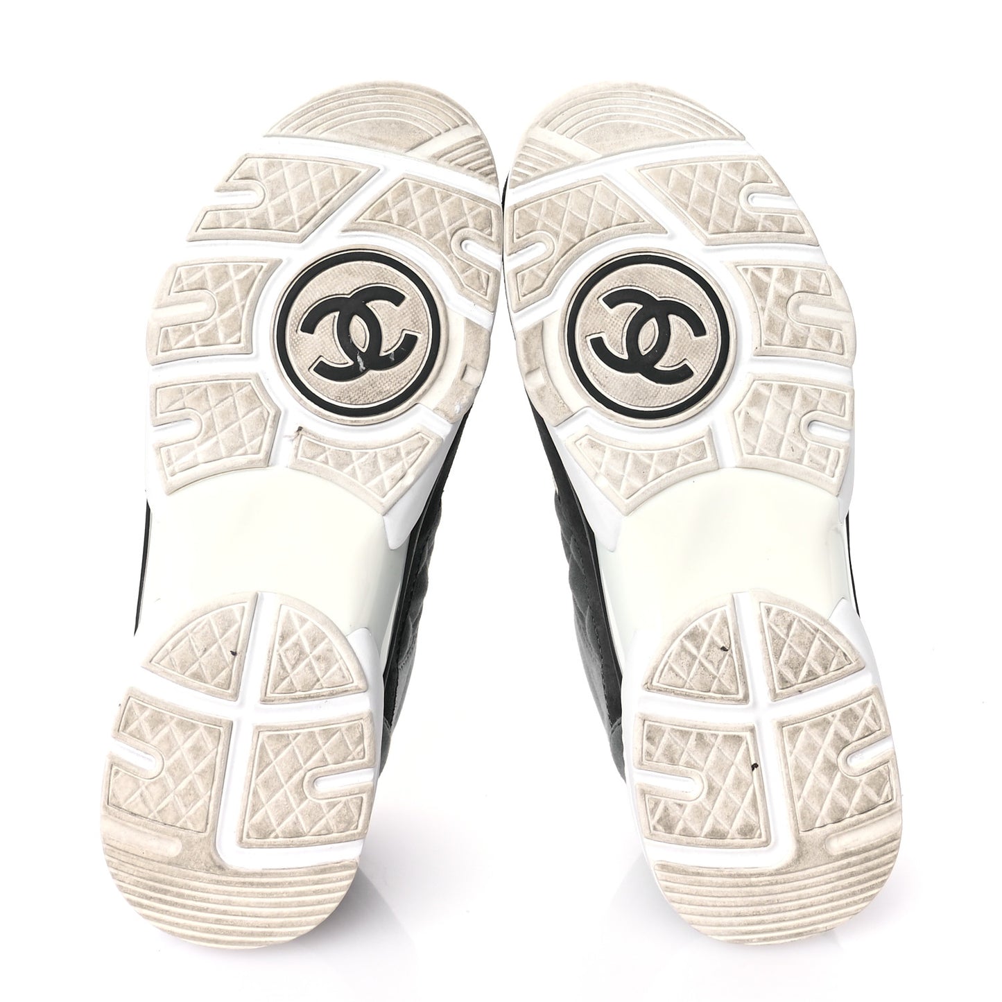Fabric Suede Calfskin Quilted CC Sneakers 37 Dark Grey