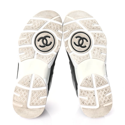Chanel Fabric Suede Calfskin Quilted CC Sneakers 37 Dark Grey 6 of 7