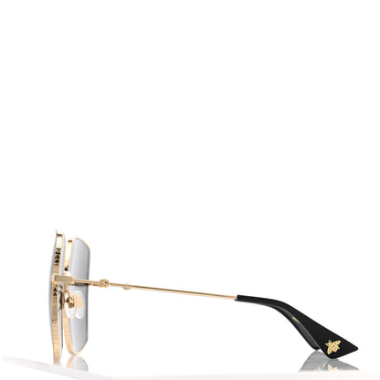 Gucci Metal Rectangular Frame Sunglasses GG0414S Gold Multicolor 5 of 14
