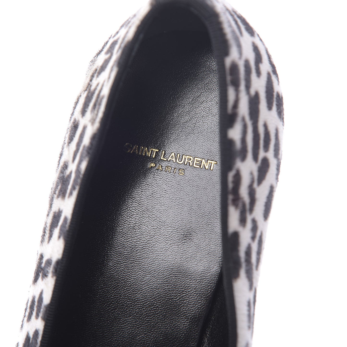 Calfskin Calf Hair Corda Snow Leopard Slipper 37 Black White