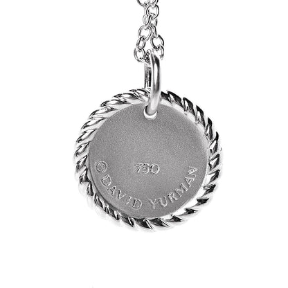 David Yurman 18K White Gold Diamond Cable Collectibles Pave Charm Pendant Necklace 5 of 5