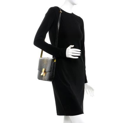 Celine Python Medium Classic Box Flap Bag Black 2 of 9