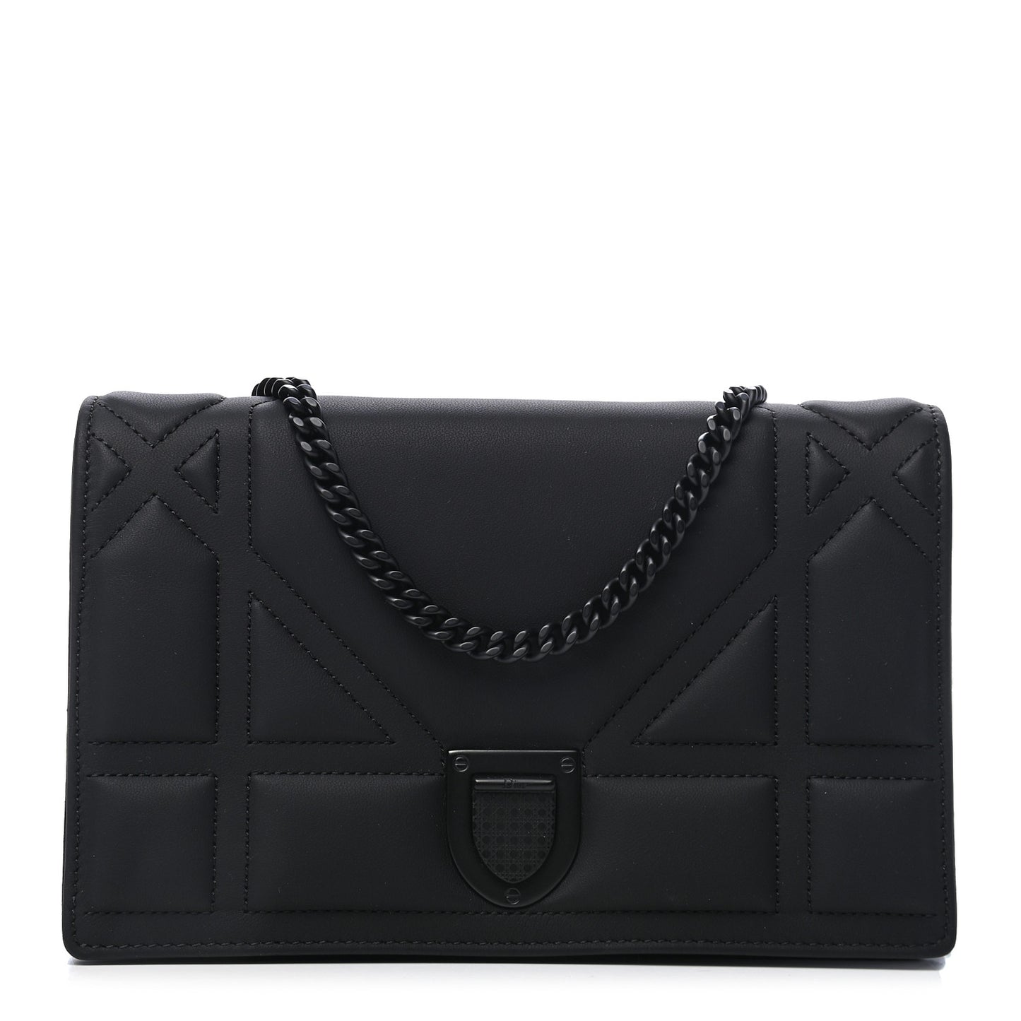 Ultra Matte Calfskin Diorama Wallet on Chain Pouch Black