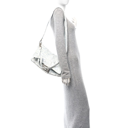 Fendi X MARC JACOBS Bleached Denim Logo Maxi Baguette Off White 2 of 9