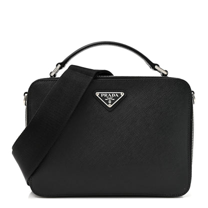 Prada Saffiano Travel Medium Brique Crossbody Bag Black 1 of 9