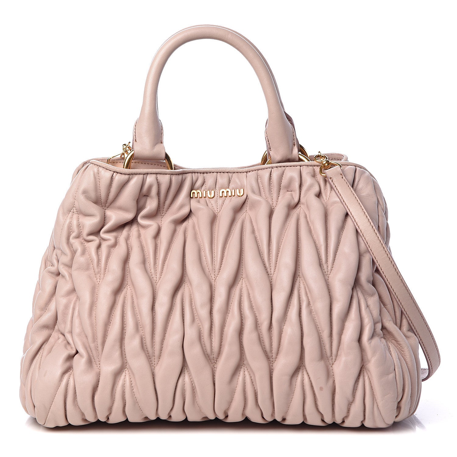Miu Miu Nappa Matelasse Bauletto Top Handle Bowler Pink 1 of 13