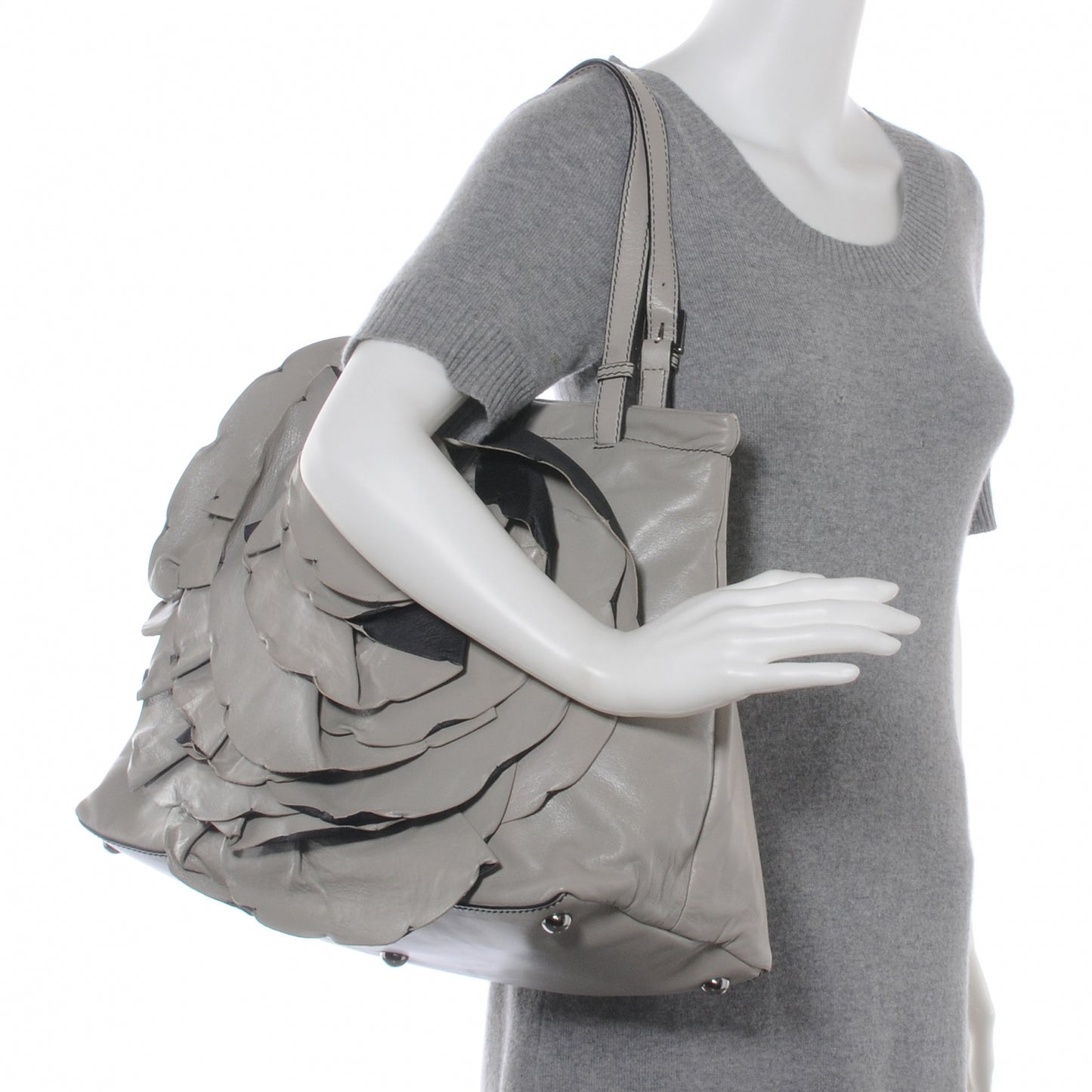 Leather Petale Hobo Grey