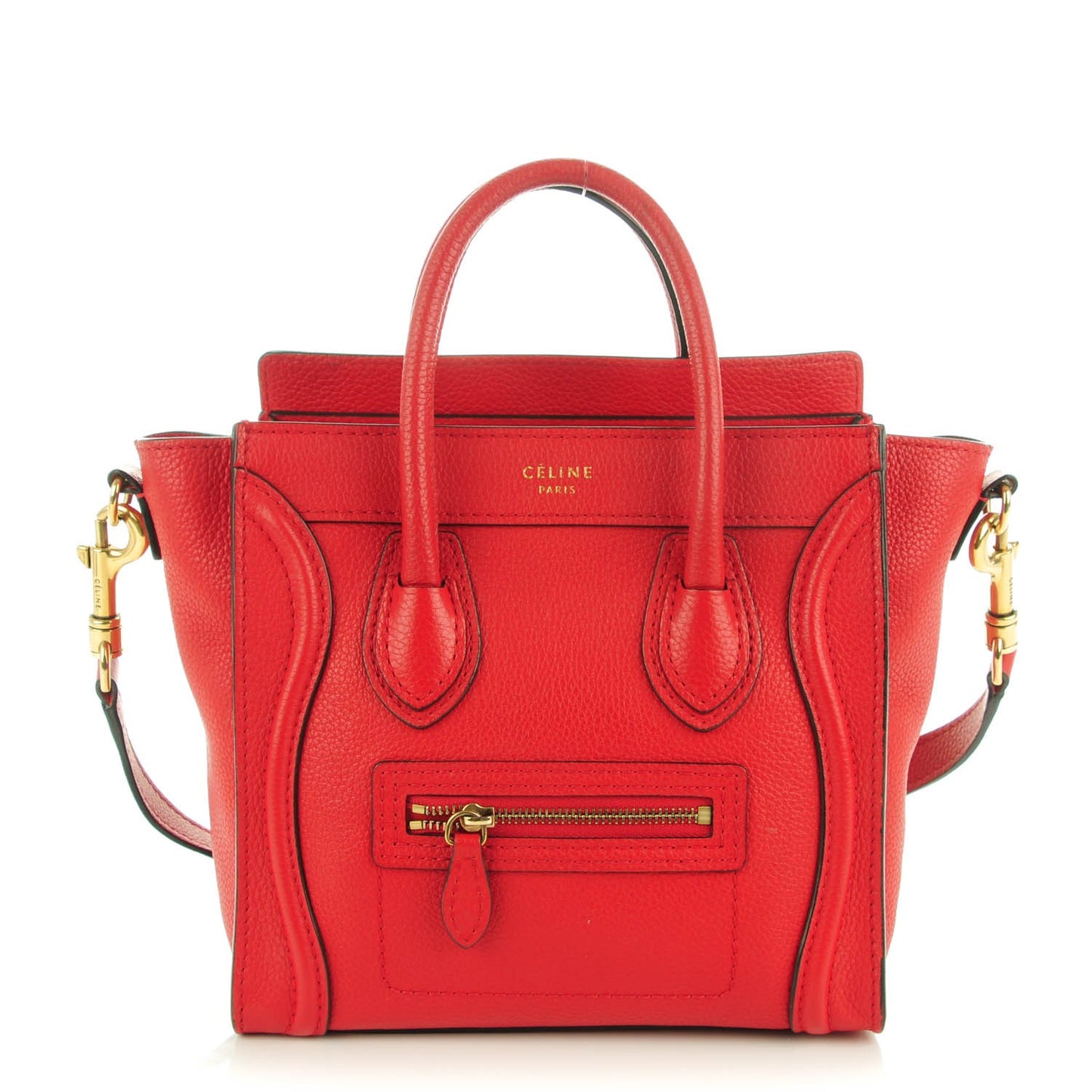 Drummed Calfskin Nano Luggage Coquelicot