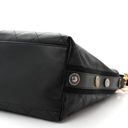 Chanel Calfskin Stitched Large Button Up Hobo Black 10 of 11