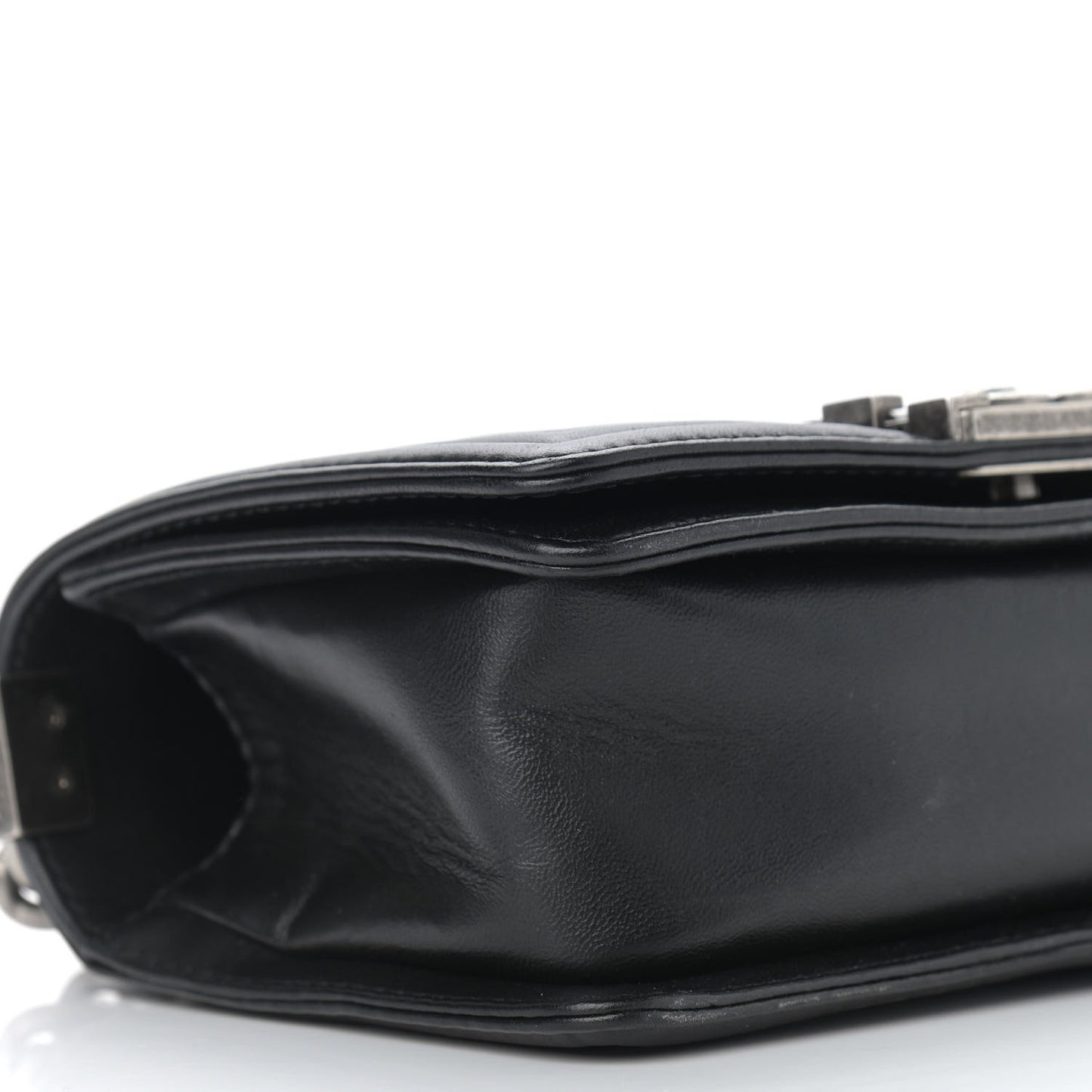 Calfskin Quilted Small Boy Flap Black
