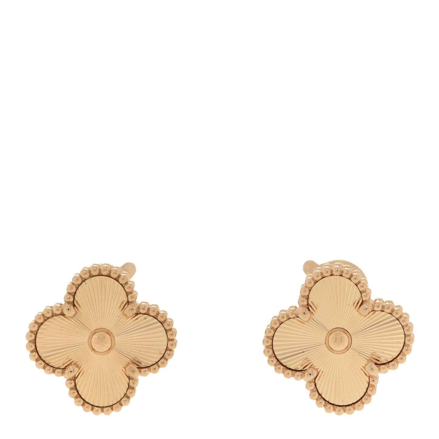 18K Yellow Gold Guilloche Vintage Alhambra Earrings