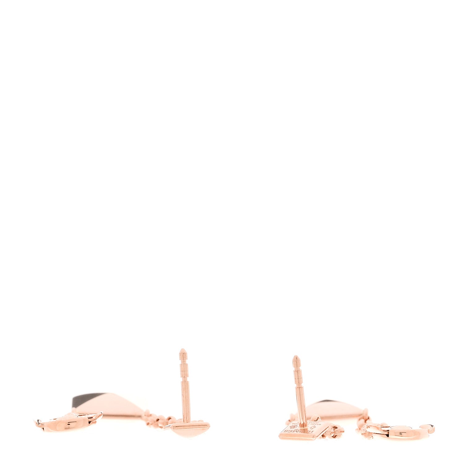 Hermes 18K Rose Gold Clou d'H Dangle Earrings 3 of 5