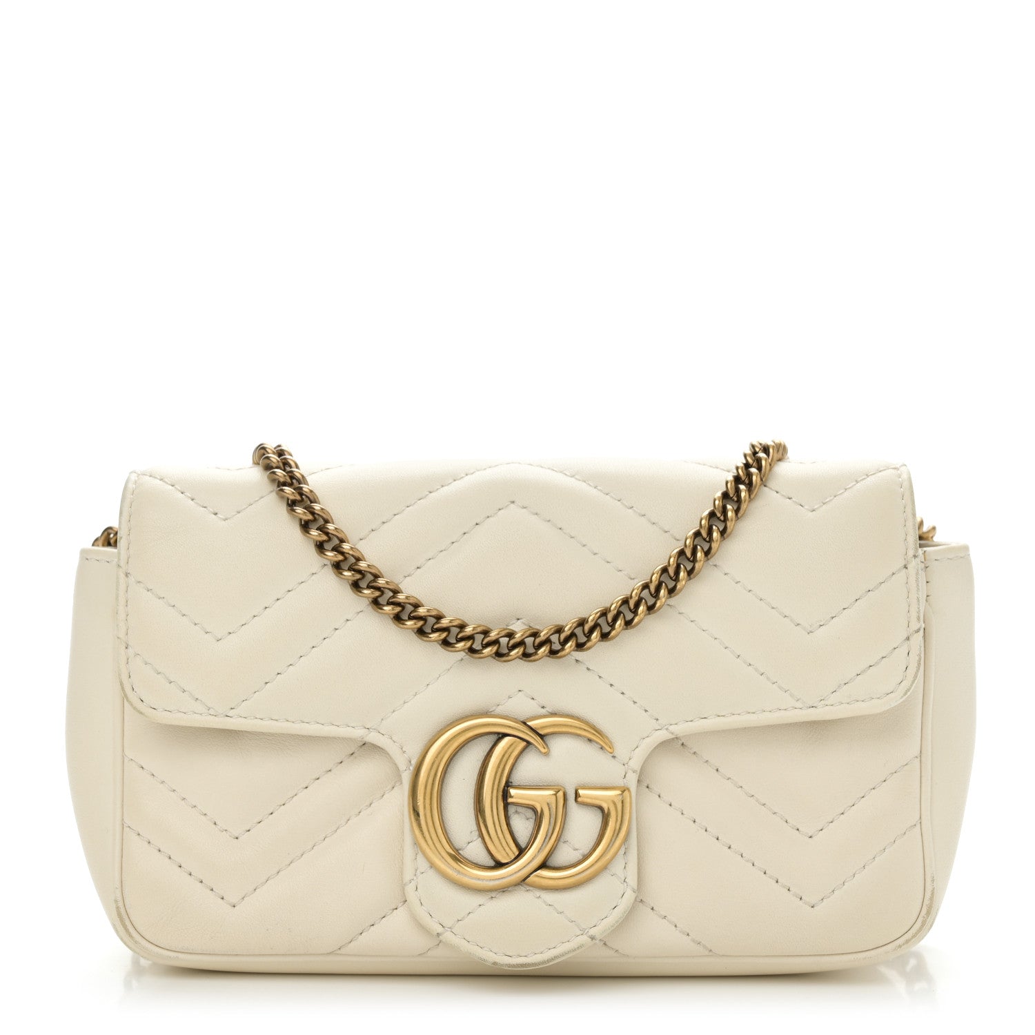 Gucci Calfskin Matelasse Super Mini GG Marmont Shoulder Bag White 1 of 11