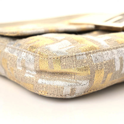Fendi Metallic Lurex Zucca Baguette Gold Silver 4 of 11