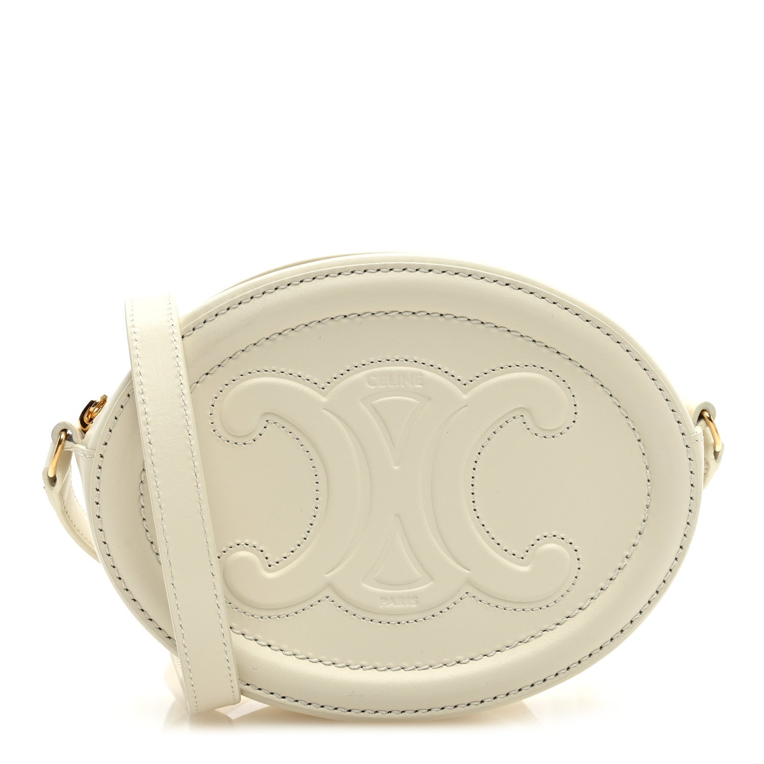 Celine Smooth Calfskin Cuir Small Triomphe Oval Crossbody Purse Trench 1 of 10