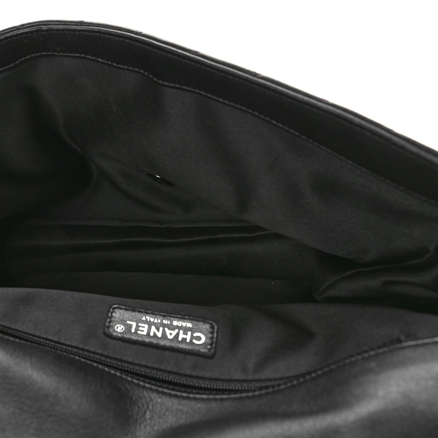 Lambskin Vertical Stitch Jumbo Single Flap Black