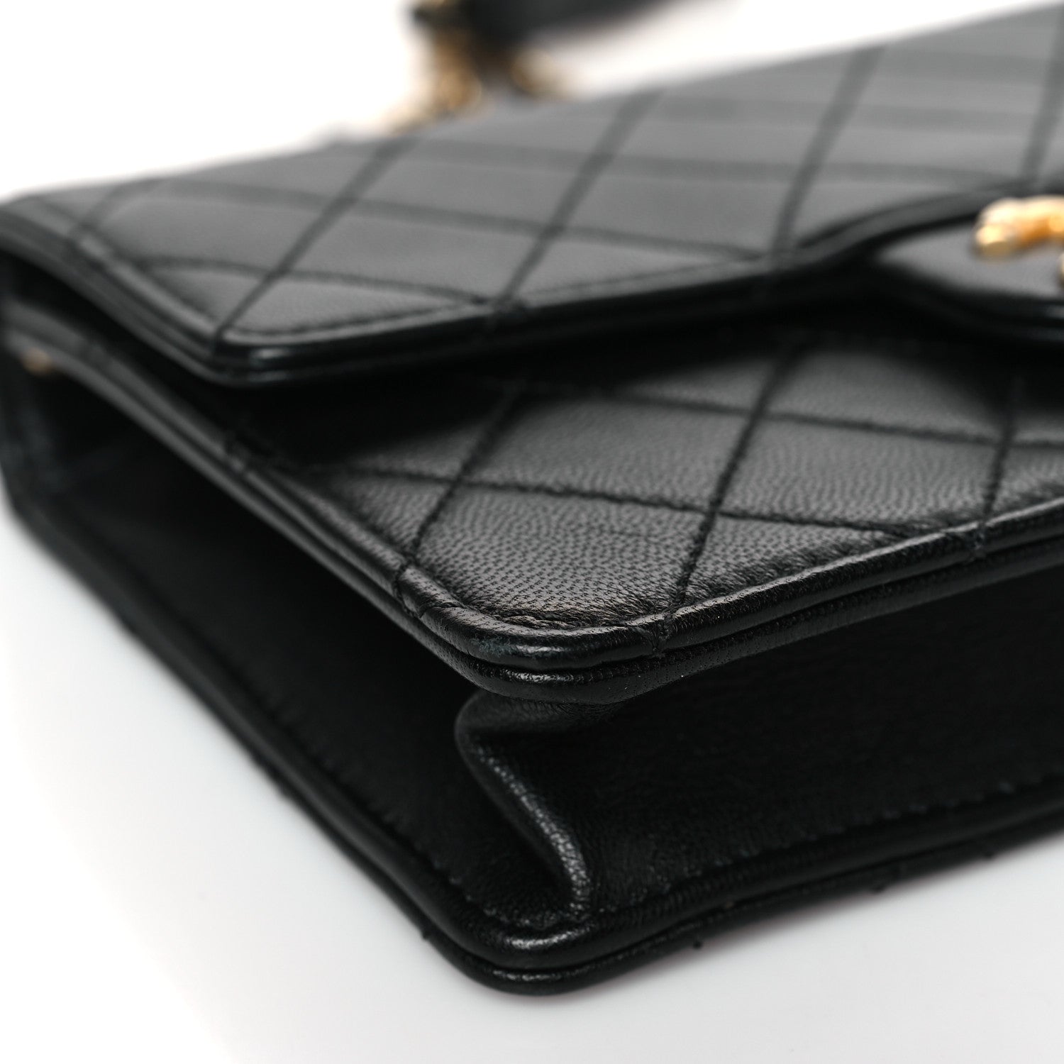 Chanel Goatskin Quilted Logo Small Chic Flap Black 8 of 9