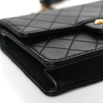 Chanel Goatskin Quilted Logo Small Chic Flap Black 8 of 9