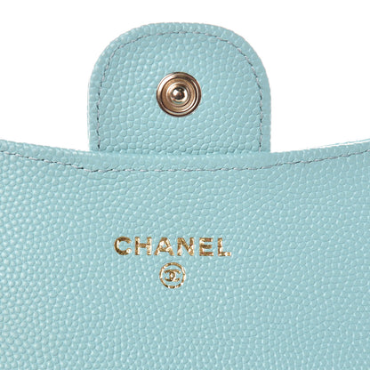Chanel Caviar Quilted Card Holder Light Blue 6 of 9