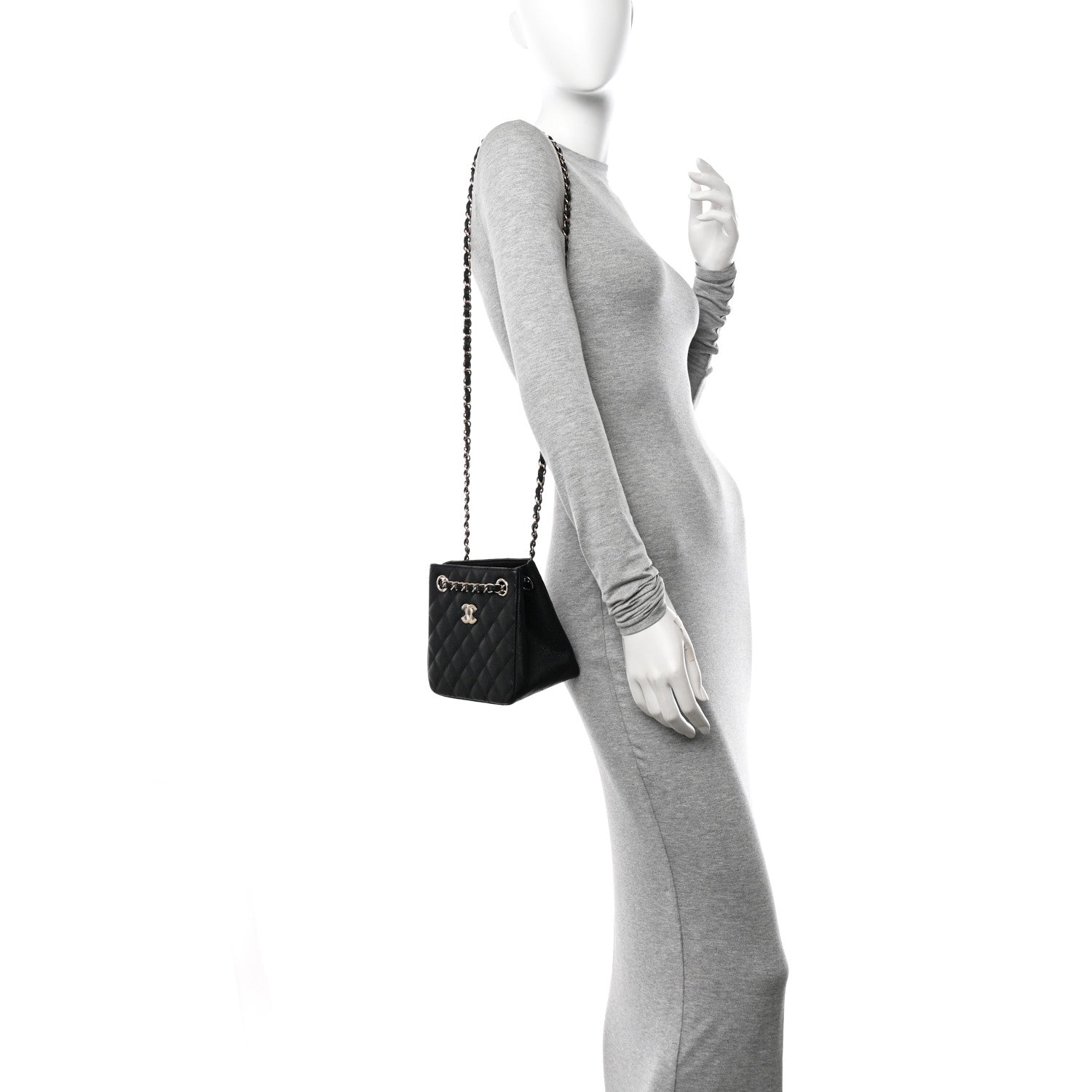Chanel Caviar Quilted Mini Bucket Bag Black 2 of 10