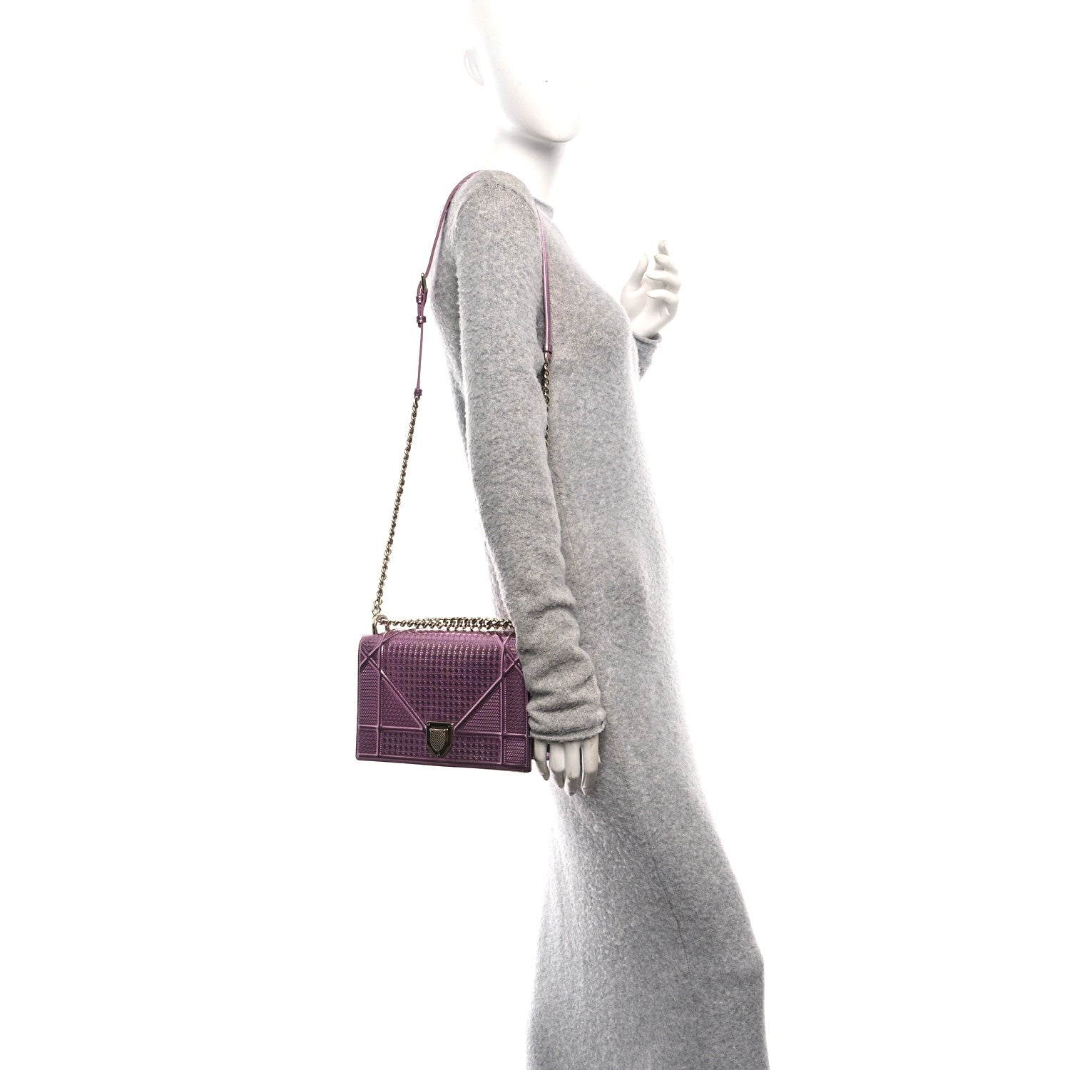 Christian Dior Metallic Patent Micro-Cannage Medium Diorama Flap Bag Pink 2 of 9