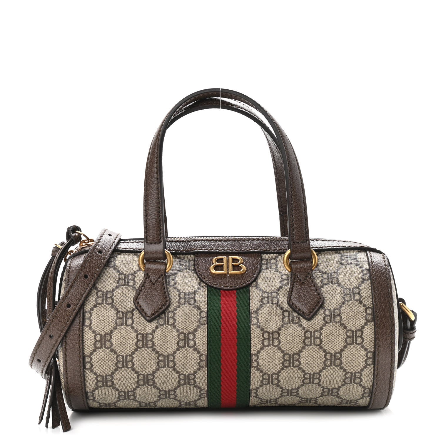 Gucci X BALENCIAGA BB Supreme Monogram Web Small Ophidia Boston Bag Beige New Acero 1 of 11