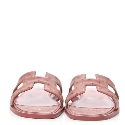 Hermes Ostrich Oran Sandals 36.5 Terre Cuite 2 of 9